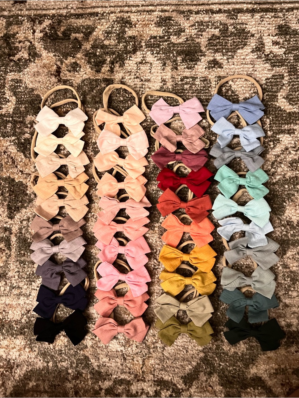 Assorted Baby Bow Headbands - Pastel, Bright & Neutral Colors (40 bows)